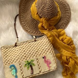 Beach tote&hat